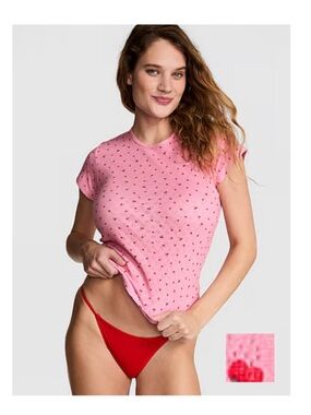 ✨SET✨PINK Cotton Heart Pointelle Tee  and Sleep Shorts